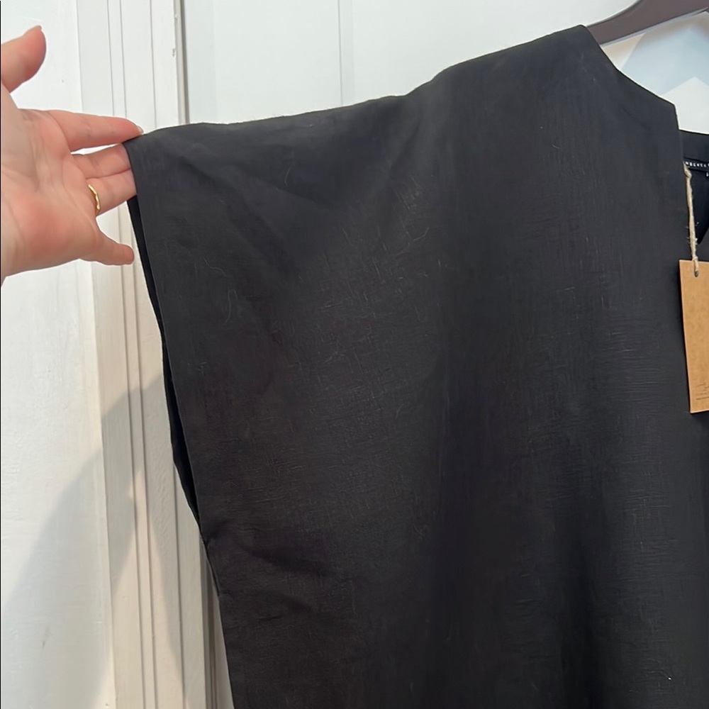 Turn Black brand Black Linen Juno Kaftan Midi Dress - Picture 4 of 10